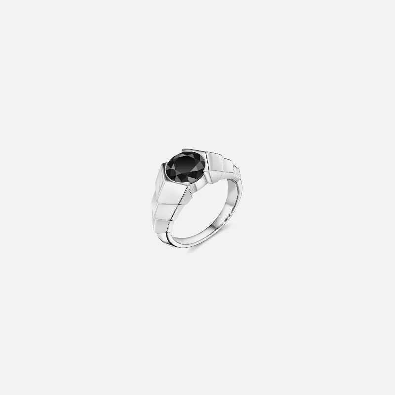Exclusive Online Discounts On Stylish Jewelry VL Cepher Arris Ring in Sterling Silver with Black Diamond - Silver / Black