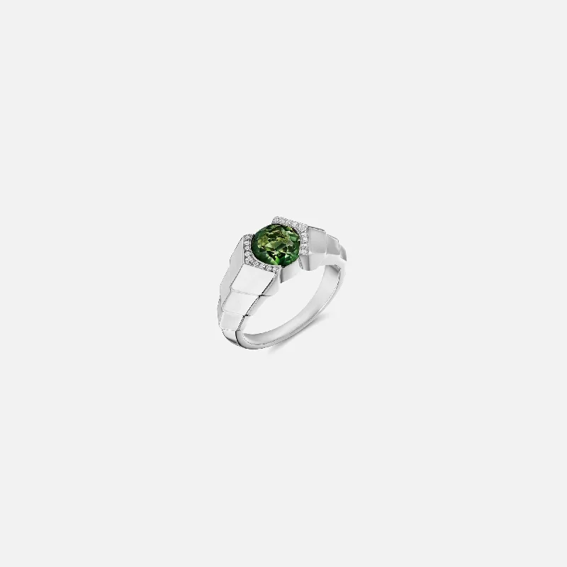 Shop Elegant Jewelry At Unbeatable Prices VL Cepher Arris Ring in Sterling Silver with Green Tourmalin - Silver / Green
