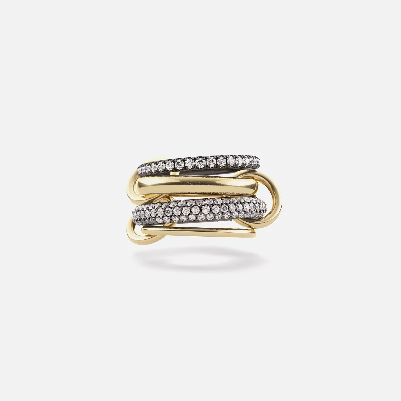 Seasonal Jewelry Sale – Upgrade Your Collection Spinelli Kilcollin Vega Gold 3 Link Ring - Black Rhodium Plated Silver