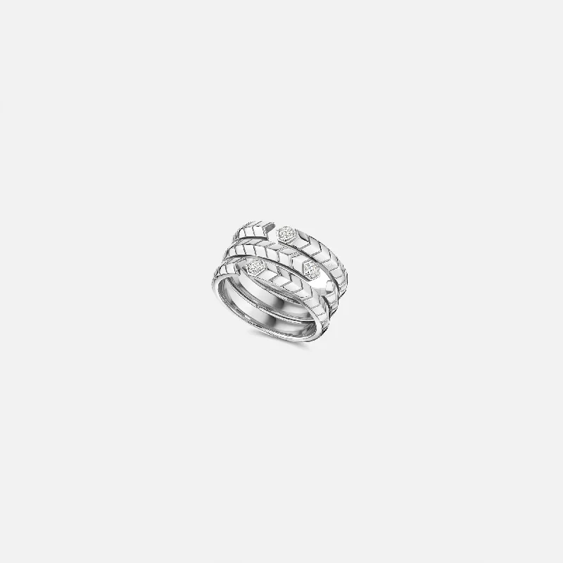 Customized Silver Jewelry For Unique Style VL Cepher Vuoto Triple Band Ring - White Gold Customized Silver Jewelry For Unique Style VL Cepher Vuoto Triple Band Ring - White Gold