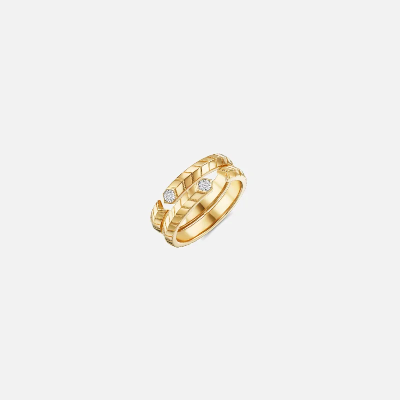 Handmade Pearl Jewelry For Timeless Elegance VL Cepher Vuoto Double Band Ring - Yellow Gold Handmade Pearl Jewelry For Timeless Elegance VL Cepher Vuoto Double Band Ring - Yellow Gold