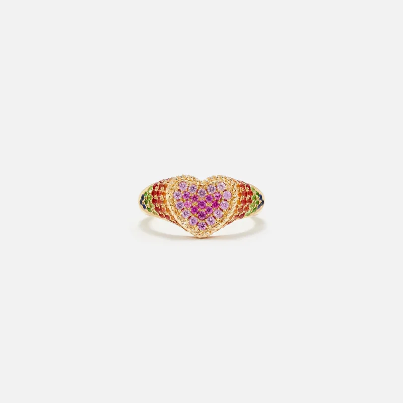 Limited Stock On Premium Jewelry At Low Prices Yvonne Leon Baby Chevalier Coeur Rainbow Ring - Multi