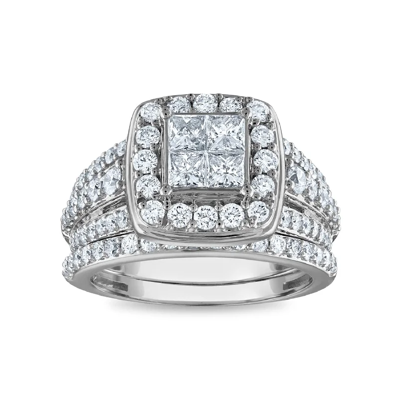 Elegant Jewelry, Affordable Luxury – Shop Now 1-3/4 CTW Diamond Halo Bridal Set Ring in 10KT White Gold Elegant Jewelry, Affordable Luxury – Shop Now 1-3/4 CTW Diamond Halo Bridal Set Ring in 10KT White Gold