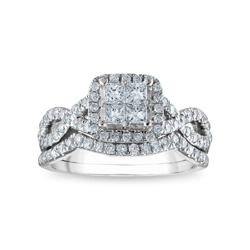 Sparkle More For Less – Jewelry Sale Happening Now 1 CTW Diamond Halo Bridal Set Ring in 10KT White Gold Sparkle More For Less – Jewelry Sale Happening Now 1 CTW Diamond Halo Bridal Set Ring in 10KT White Gold