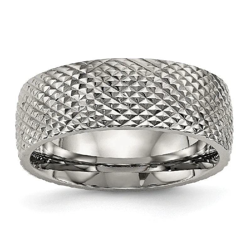 Unique Jewelry For Less – Shop The Sale Now 8mm Titanium Polished and Textured Domed Standard Fit Band Unique Jewelry For Less – Shop The Sale Now 8mm Titanium Polished and Textured Domed Standard Fit Band
