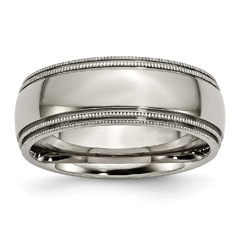 Jewelry Deals That Sparkle – Shop Today 8mm Titanium Polished Double Milgrain Standard Fit Band Jewelry Deals That Sparkle – Shop Today 8mm Titanium Polished Double Milgrain Standard Fit Band