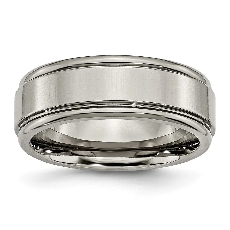 The Perfect Accessory For Less – Jewelry Sale Live 8mm Titanium Polished Grooved Edge Comfort Fit Band The Perfect Accessory For Less – Jewelry Sale Live 8mm Titanium Polished Grooved Edge Comfort Fit Band