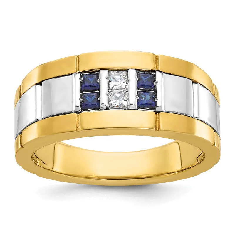 Exclusive Jewelry Markdowns – Limited-Time Offer 9.5mm 10K Two Tone Gold Lab-Created Sapphire & Diamond Tapered Band Exclusive Jewelry Markdowns – Limited-Time Offer 9.5mm 10K Two Tone Gold Lab-Created Sapphire & Diamond Tapered Band