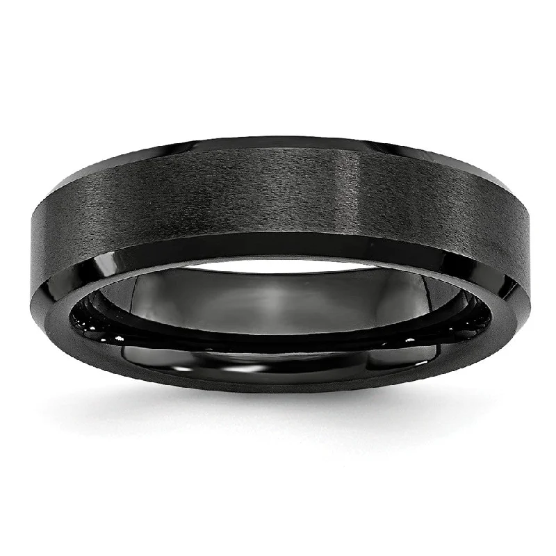 Luxury Jewelry Without The Luxury Price Tag Black Ceramic, 6mm Beveled Edge Comfort Fit Band