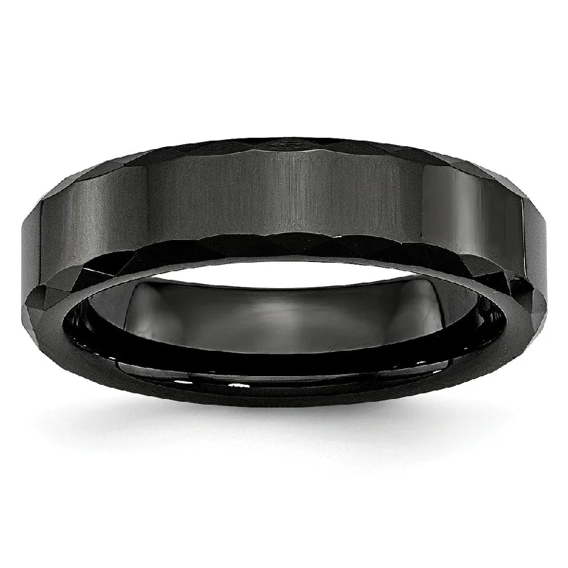 Shop Signature Jewelry Styles At Exclusive Prices Black Ceramic, 6mm Faceted Edge Comfort Fit Band