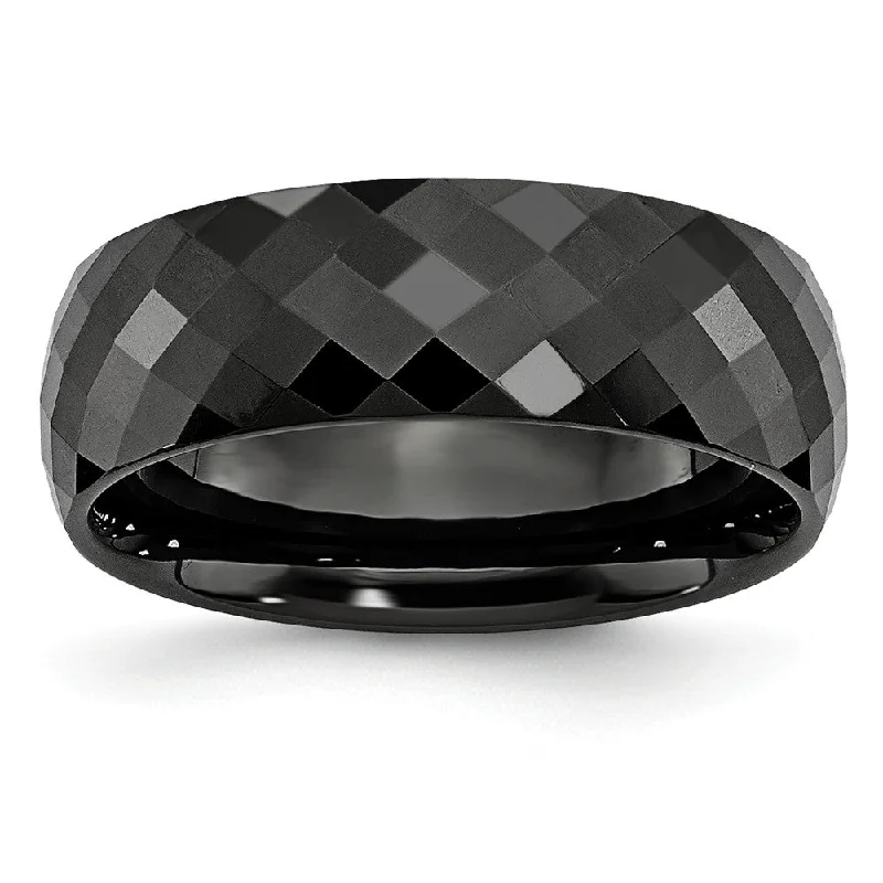 Exclusive Online Jewelry Sale – Don't Wait Black Ceramic, 7.5mm Faceted Unisex Comfort Fit Band Exclusive Online Jewelry Sale – Don't Wait Black Ceramic, 7.5mm Faceted Unisex Comfort Fit Band