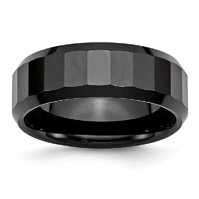 Get The Jewelry You Love At A Price You Love Black Ceramic, 8mm Faceted Unisex Comfort Fit Band Get The Jewelry You Love At A Price You Love Black Ceramic, 8mm Faceted Unisex Comfort Fit Band