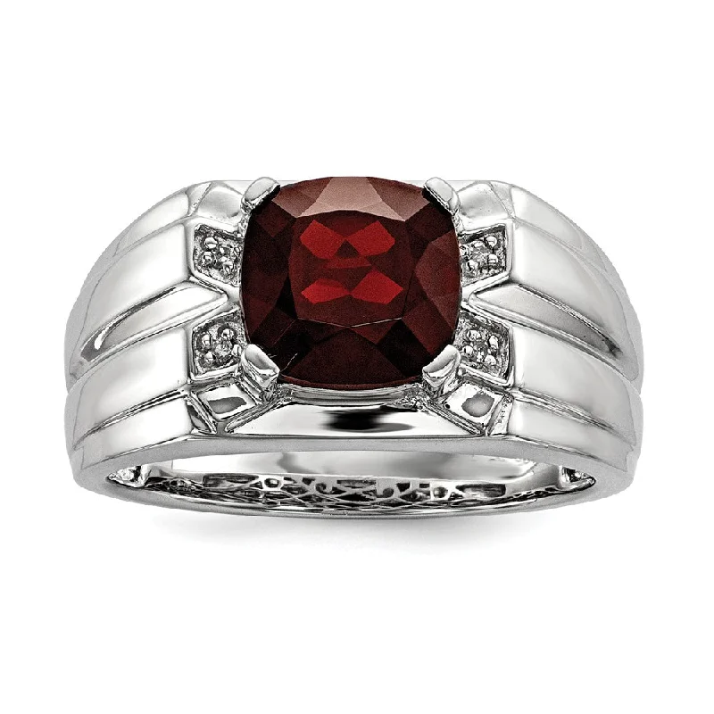 Seasonal Jewelry Clearance – Best Styles At The Lowest Prices Cushion Cut Garnet & Diamond Tapered Ring in Sterling Silver Seasonal Jewelry Clearance – Best Styles At The Lowest Prices Cushion Cut Garnet & Diamond Tapered Ring in Sterling Silver