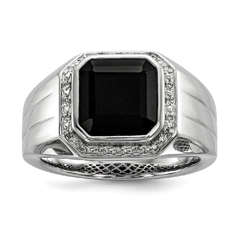 Best Jewelry Deals – Premium Quality At Exclusive Discounts Diamond & Black Onyx Octagon 16mm Tapered Ring in Sterling Silver Best Jewelry Deals – Premium Quality At Exclusive Discounts Diamond & Black Onyx Octagon 16mm Tapered Ring in Sterling Silver