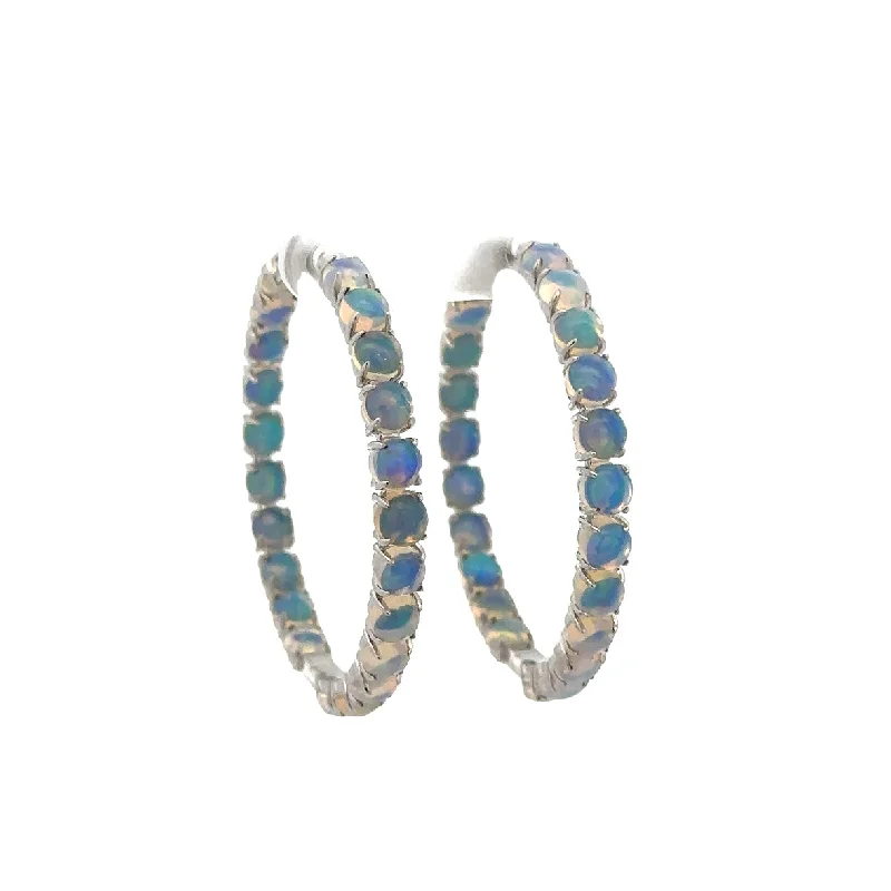 Flash Jewelry Sale – Get Stunning Pieces At Low Prices Ethipoian Jelly Opal Hoop Earrings in White Gold Flash Jewelry Sale – Get Stunning Pieces At Low Prices Ethipoian Jelly Opal Hoop Earrings in White Gold