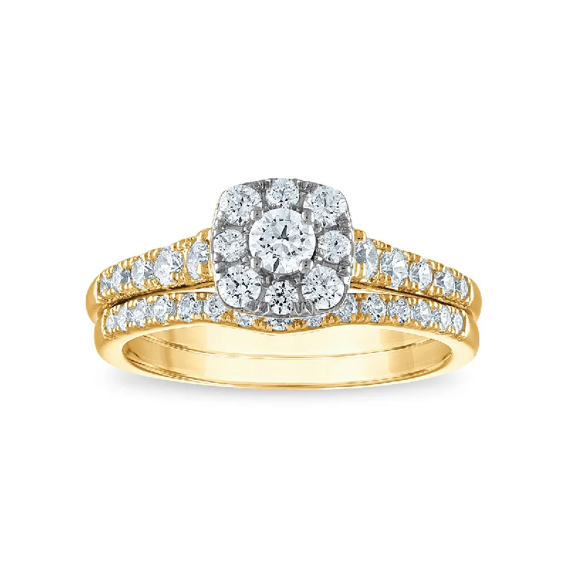 Seasonal Jewelry Deals – Elevate Your Style LoveSong EcoLove 9/10 CTW Lab Grown Diamond Halo Bridal Set in 10KT Yellow Gold Seasonal Jewelry Deals – Elevate Your Style LoveSong EcoLove 9/10 CTW Lab Grown Diamond Halo Bridal Set in 10KT Yellow Gold