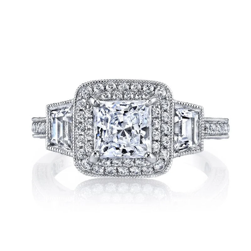 Elegant Designs, Unbeatable Discounts – Shop Jewelry Now Mars Bridal Vintage Princess Halo Three Stone Trapezoid Sides w/ Filigree & Milgrain Detailing Diamond Engagement Ring 25229 Elegant Designs, Unbeatable Discounts – Shop Jewelry Now Mars Bridal Vintage Princess Halo Three Stone Trapezoid Sides w/ Filigree & Milgrain Detailing Diamond Engagement Ring 25229