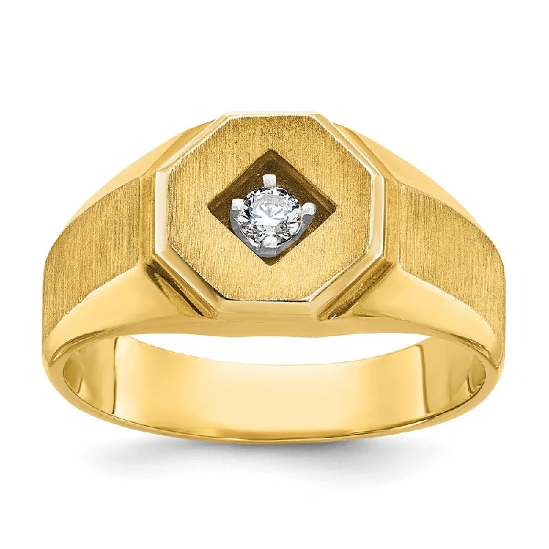 Last Chance To Shop High-End Jewelry At Markdown Prices Men's 10.5mm 14K Yellow Gold 1/10 Ct Diamond Tapered Signet Ring Last Chance To Shop High-End Jewelry At Markdown Prices Men's 10.5mm 14K Yellow Gold 1/10 Ct Diamond Tapered Signet Ring