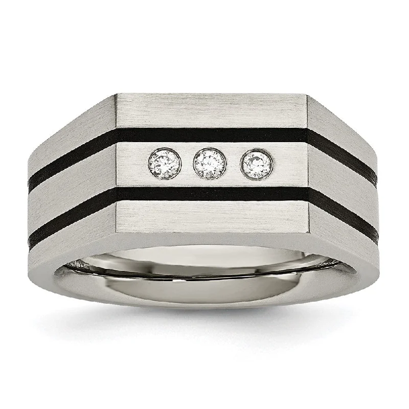 Your Perfect Accessory Now At The Best Price Men's 10mm Stainless Steel, Black Plated & CZ Signet Tapered Ring Your Perfect Accessory Now At The Best Price Men's 10mm Stainless Steel, Black Plated & CZ Signet Tapered Ring