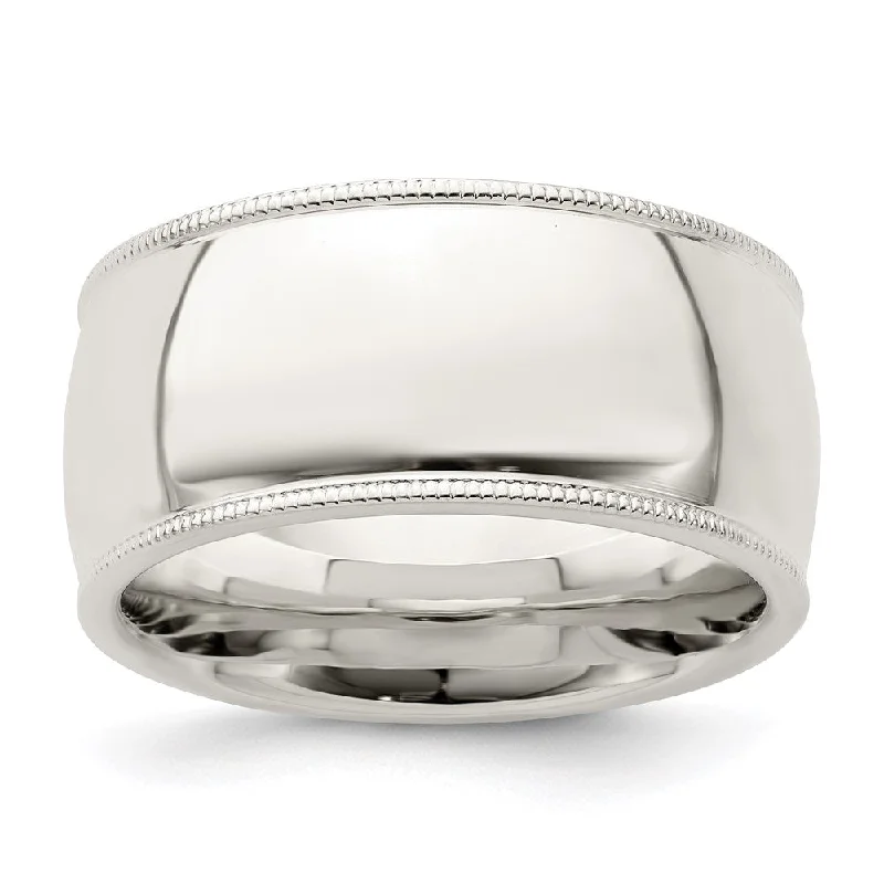 Huge Savings On Premium Jewelry Styles Men's 10mm Sterling Silver Half Round Milgrain Edge Comfort Fit Band Huge Savings On Premium Jewelry Styles Men's 10mm Sterling Silver Half Round Milgrain Edge Comfort Fit Band