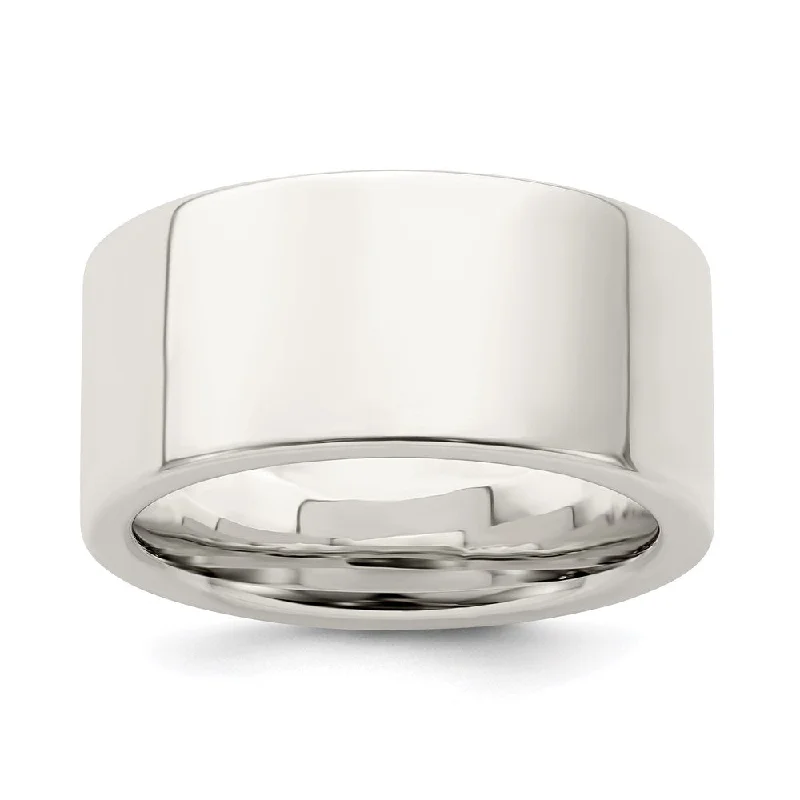 Premium Diamond Jewelry At Once-In-A-Lifetime Discounts Men's 10mm Sterling Silver Polished Flat Comfort Fit Band Premium Diamond Jewelry At Once-In-A-Lifetime Discounts Men's 10mm Sterling Silver Polished Flat Comfort Fit Band