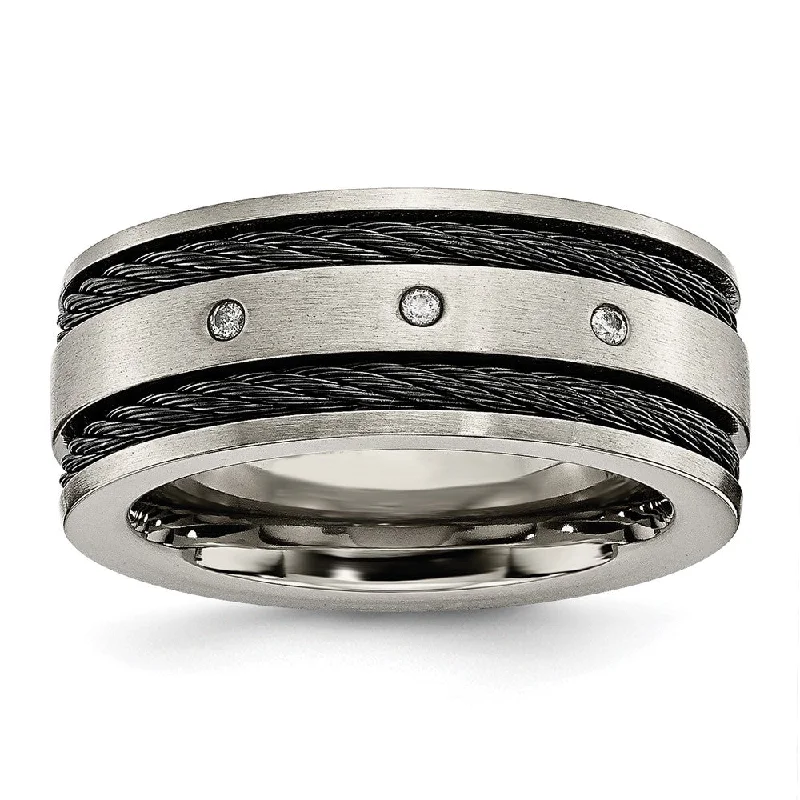 Elegant Necklaces And Bracelets At Limited-Time Offers Men's 10mm Titanium .05ctw Diamond Brushed & Black Plated Cable Band Elegant Necklaces And Bracelets At Limited-Time Offers Men's 10mm Titanium .05ctw Diamond Brushed & Black Plated Cable Band