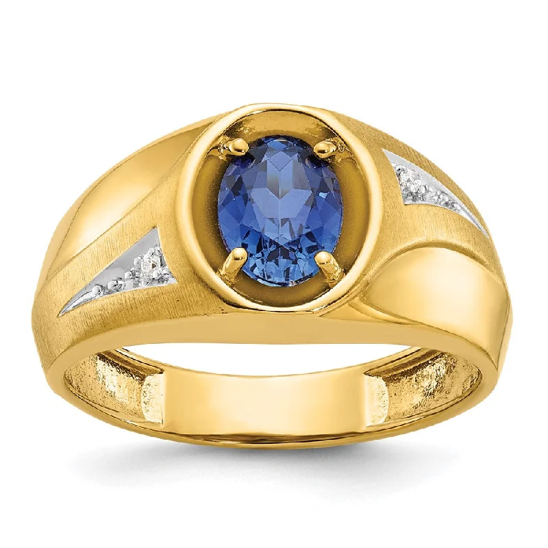 Everyday Jewelry Essentials Now On Sale Men's 11mm 14K Yellow Gold Lab-Created Sapphire & Diamond Tapered Ring Everyday Jewelry Essentials Now On Sale Men's 11mm 14K Yellow Gold Lab-Created Sapphire & Diamond Tapered Ring