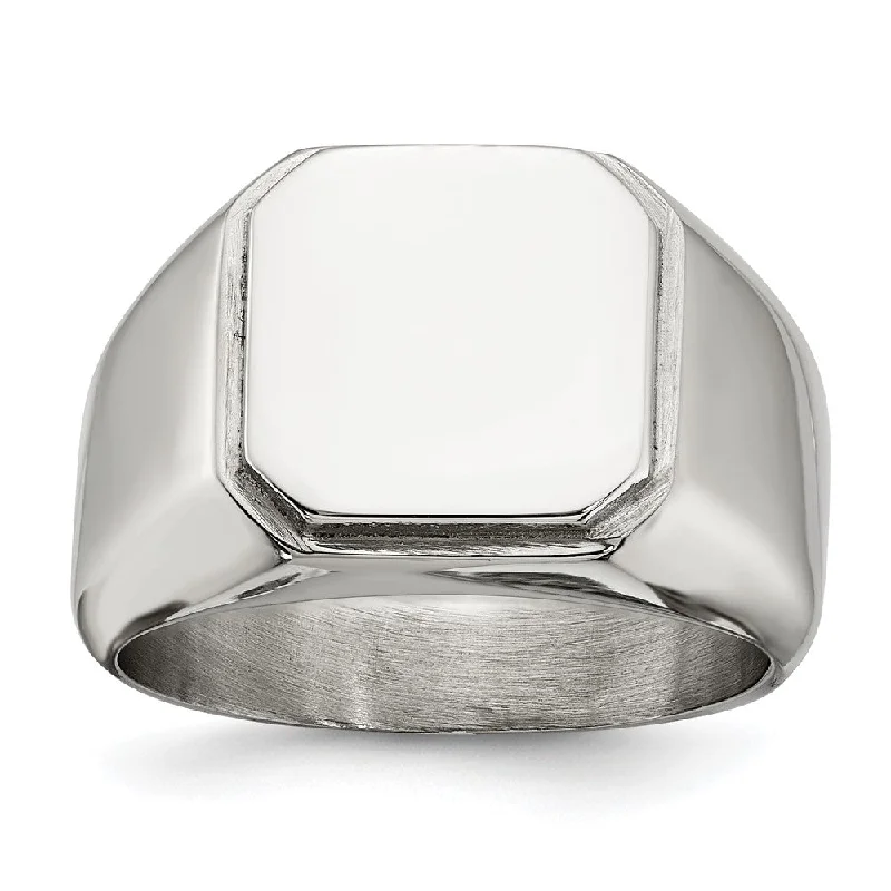 Shop High-Quality Jewelry At Jaw-Dropping Discounts Men's 12.5mm Stainless Steel Polished Signet Tapered Fit Ring Shop High-Quality Jewelry At Jaw-Dropping Discounts Men's 12.5mm Stainless Steel Polished Signet Tapered Fit Ring