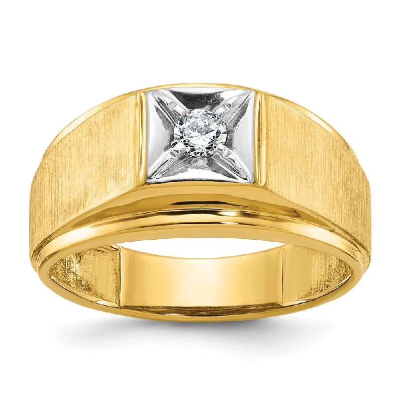 Jewelry Clearance Event – Stock Up Before It's Over Men's 14K Two Tone Gold & 1/6 CT Diamond Tapered Band Jewelry Clearance Event – Stock Up Before It's Over Men's 14K Two Tone Gold & 1/6 CT Diamond Tapered Band