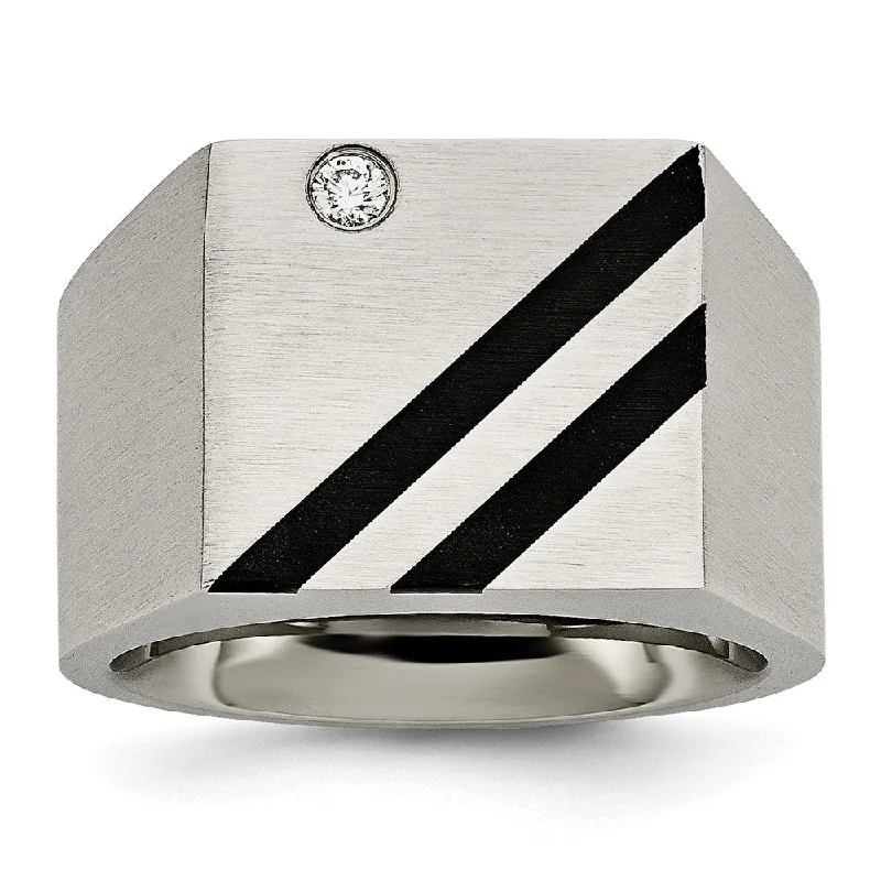 Shine Without Limits – Jewelry Sale Happening Now Men's 14mm Stainless Steel Black Plated CZ Signet Tapered Ring Shine Without Limits – Jewelry Sale Happening Now Men's 14mm Stainless Steel Black Plated CZ Signet Tapered Ring