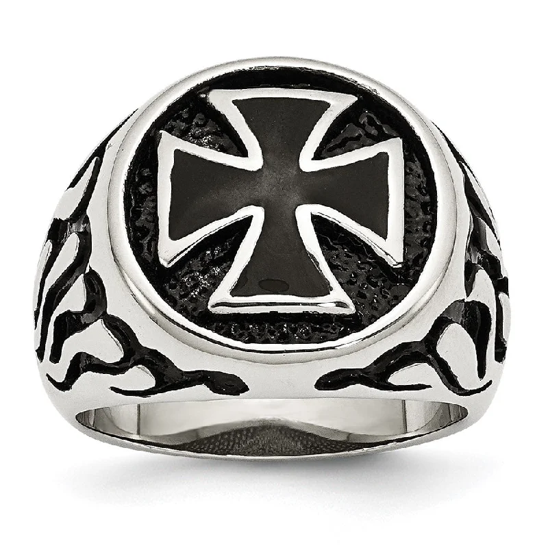 Elegant Jewelry At Unbeatable Prices – Shop Today Men's 17mm Stainless Steel & Black Plated Maltese Cross Tapered Ring Elegant Jewelry At Unbeatable Prices – Shop Today Men's 17mm Stainless Steel & Black Plated Maltese Cross Tapered Ring