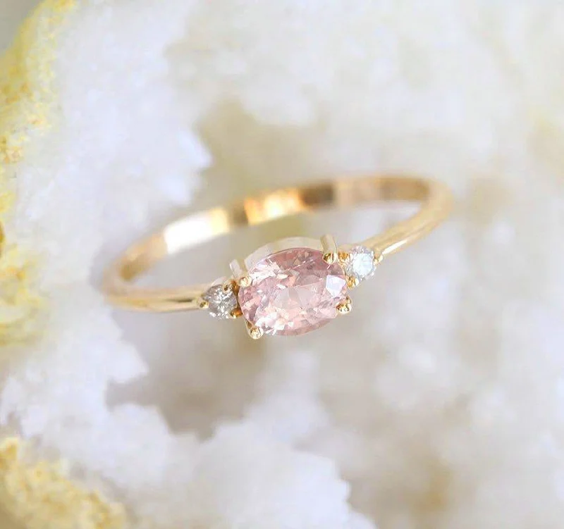 Shop Handcrafted Jewelry At Special Promotional Rates Keya Peach Sapphire Diamond Ring Shop Handcrafted Jewelry At Special Promotional Rates Keya Peach Sapphire Diamond Ring