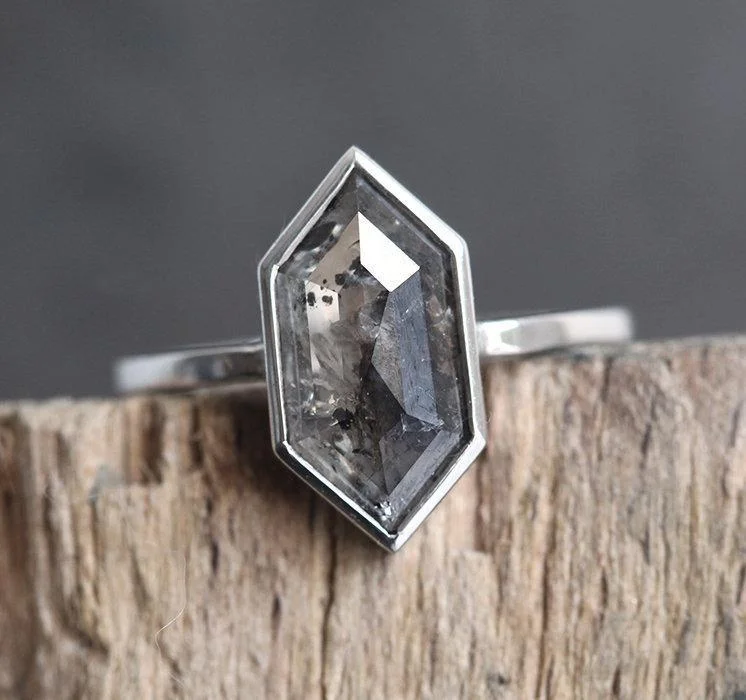 Grab Exquisite Jewelry At The Lowest Prices Astrid Hexagon Salt & Pepper Diamond