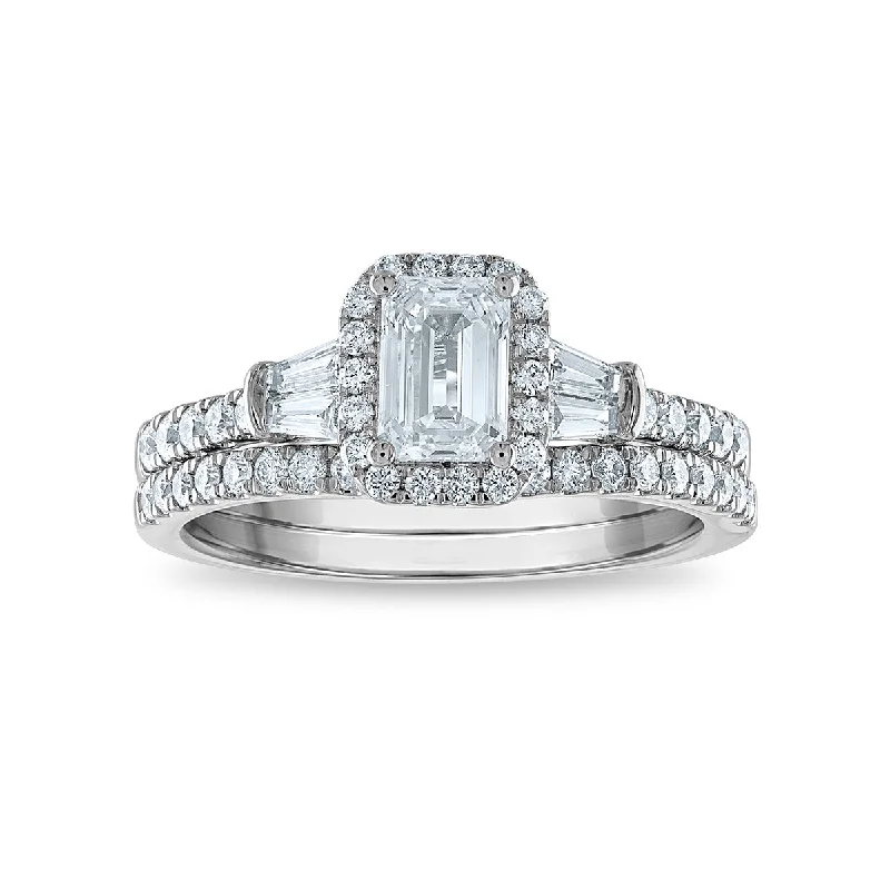 Don't Miss Out On Jaw-Dropping Jewelry Discounts Signature EcoLove 1 1/2 CTW Lab Grown Diamond Halo Bridal Set in 14KT White Gold Don't Miss Out On Jaw-Dropping Jewelry Discounts Signature EcoLove 1 1/2 CTW Lab Grown Diamond Halo Bridal Set in 14KT White Gold