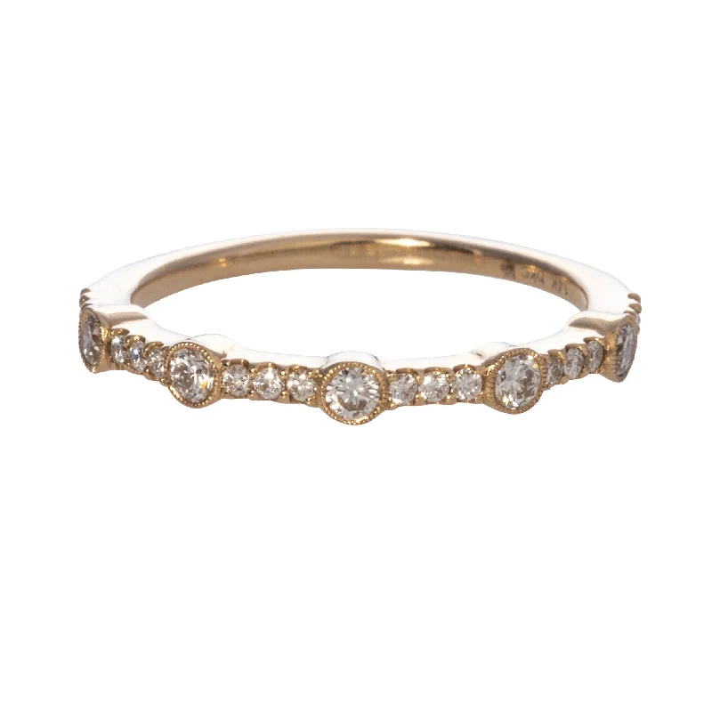 Huge Savings On Premium Jewelry Styles .34ct Diamond Bezel Station Halfway 14K Yellow Gold Band