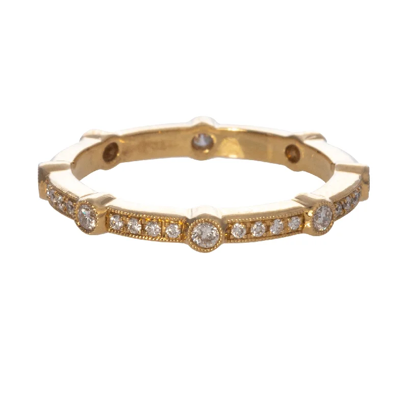 Luxury Meets Affordability – Jewelry Sale Live Now .34ct Diamond Bezel Station Pavé Eternity 18K Yellow Gold Band