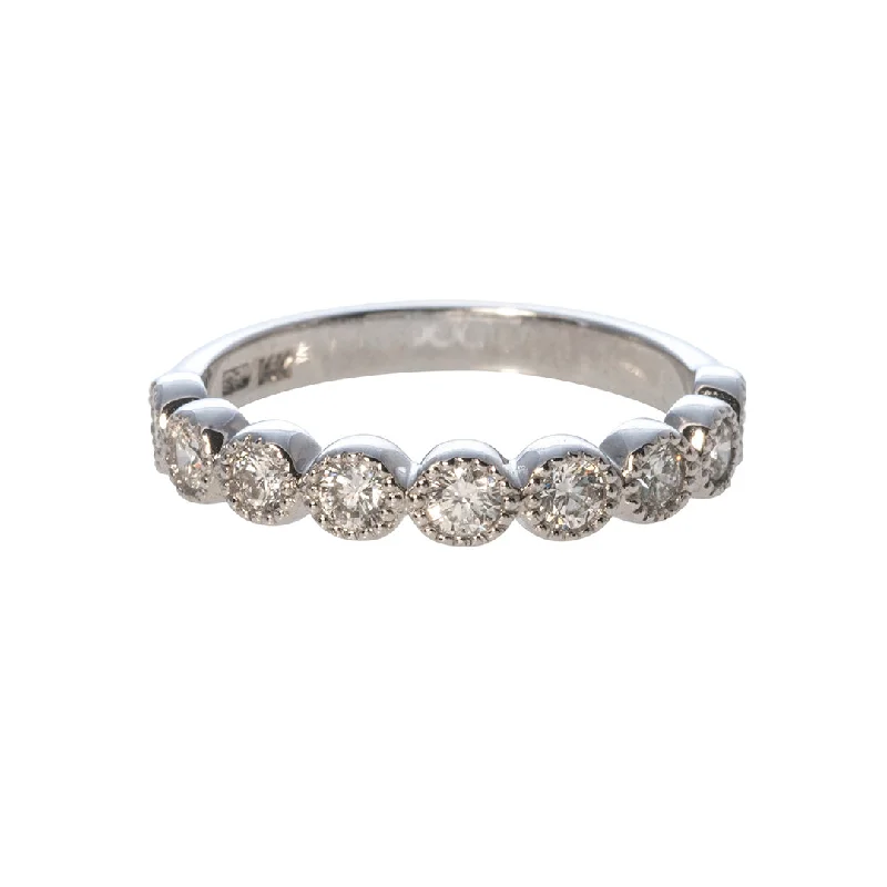 Stunning Jewelry At Even More Stunning Prices .53ct Diamond Bezel Milgrain Halfway 14K White Gold Band