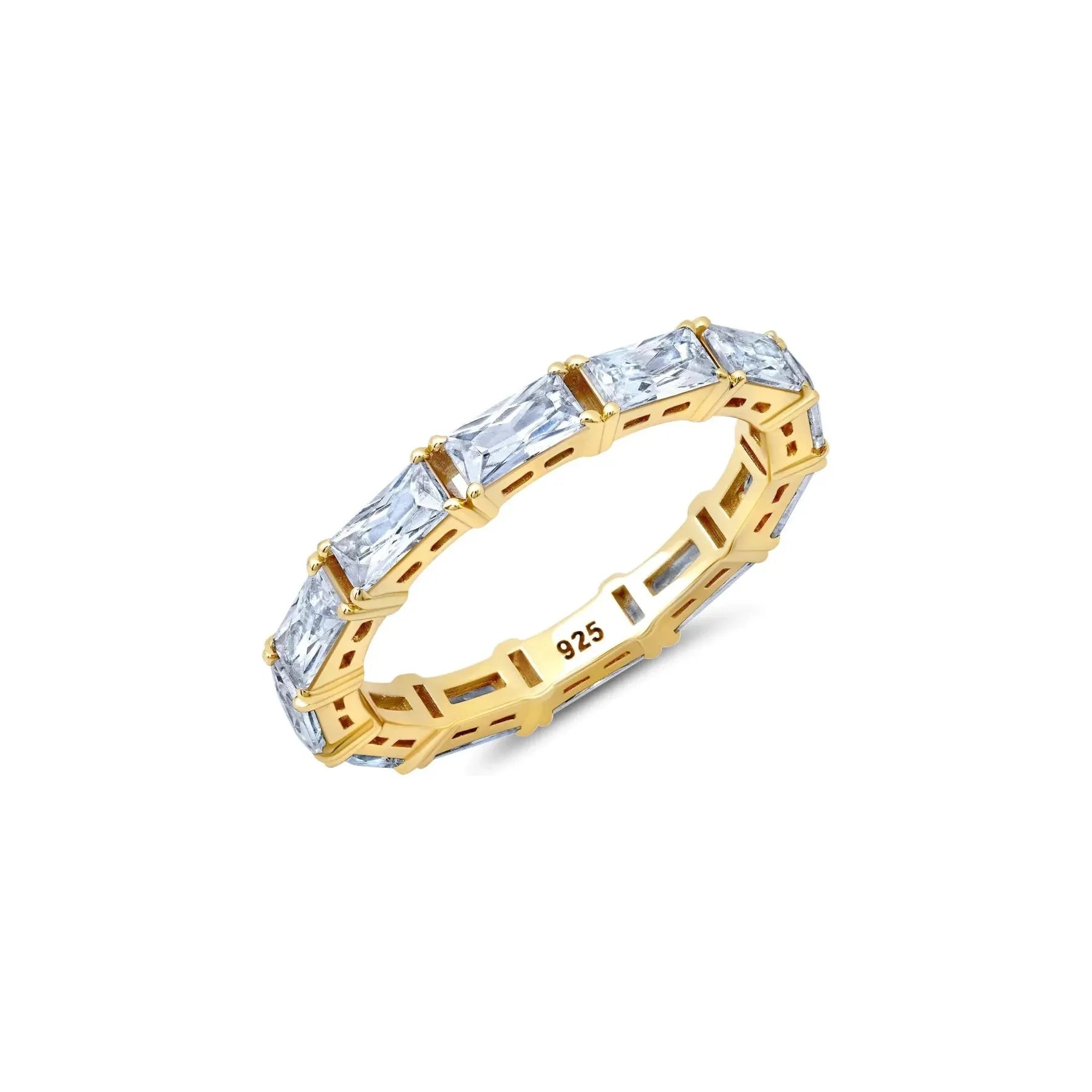 Trending Jewelry Now Available At Exclusive Prices CRISLU Horizontal Baguette Eternity Band Ring