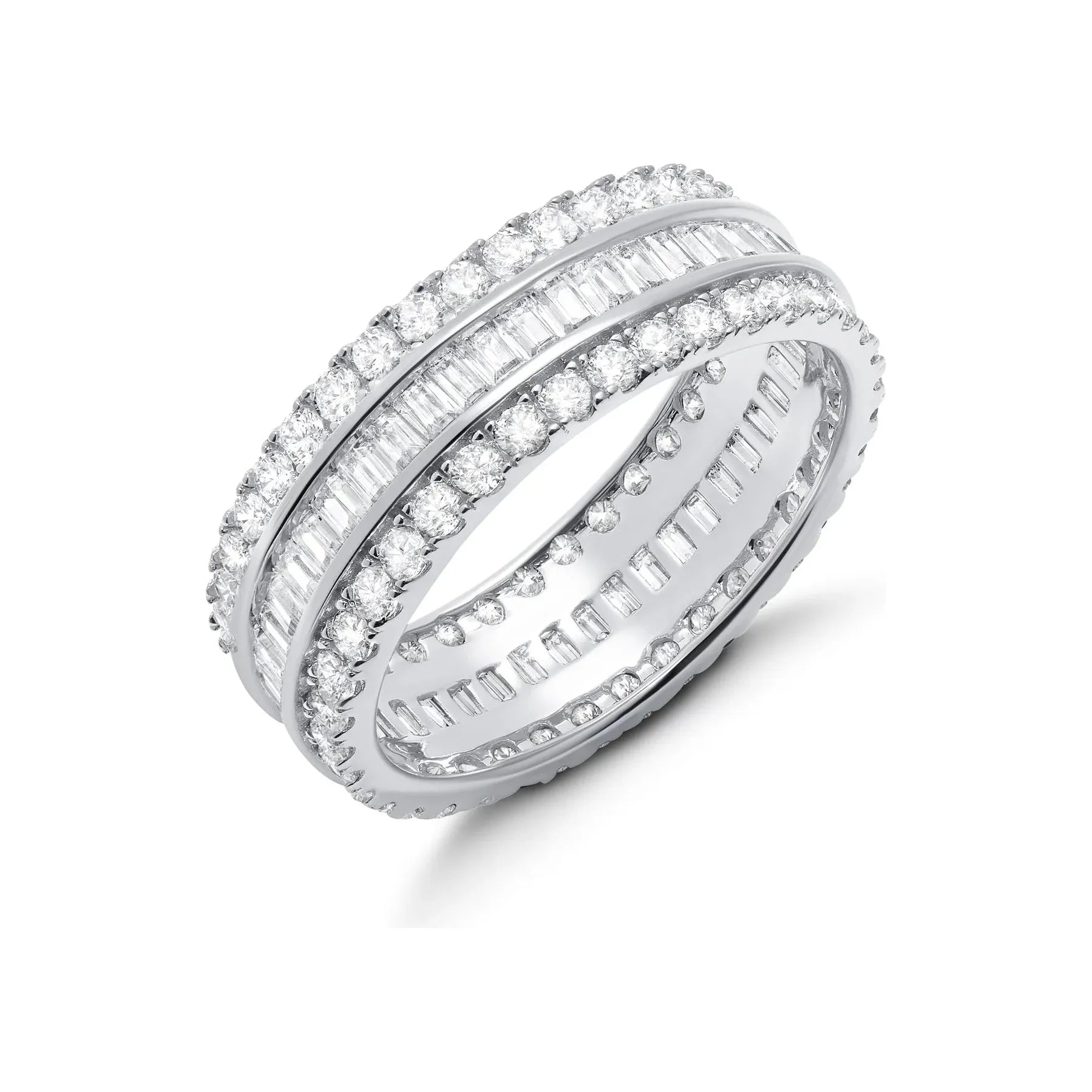 Luxury Jewelry Sale – Sparkle For Less CRISLU  Small Platinum Eternity Baguette Ring- Parallel  Collection
