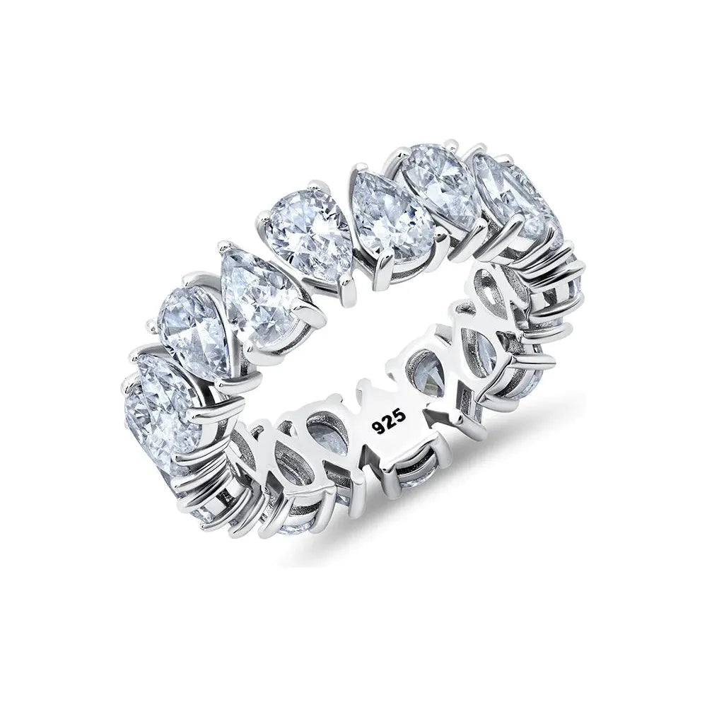 Modern Jewelry At Exclusive Discounts – Shop Today CRISLU Pear Cut Up and Down Eternity Band Finished in Pure Platinum