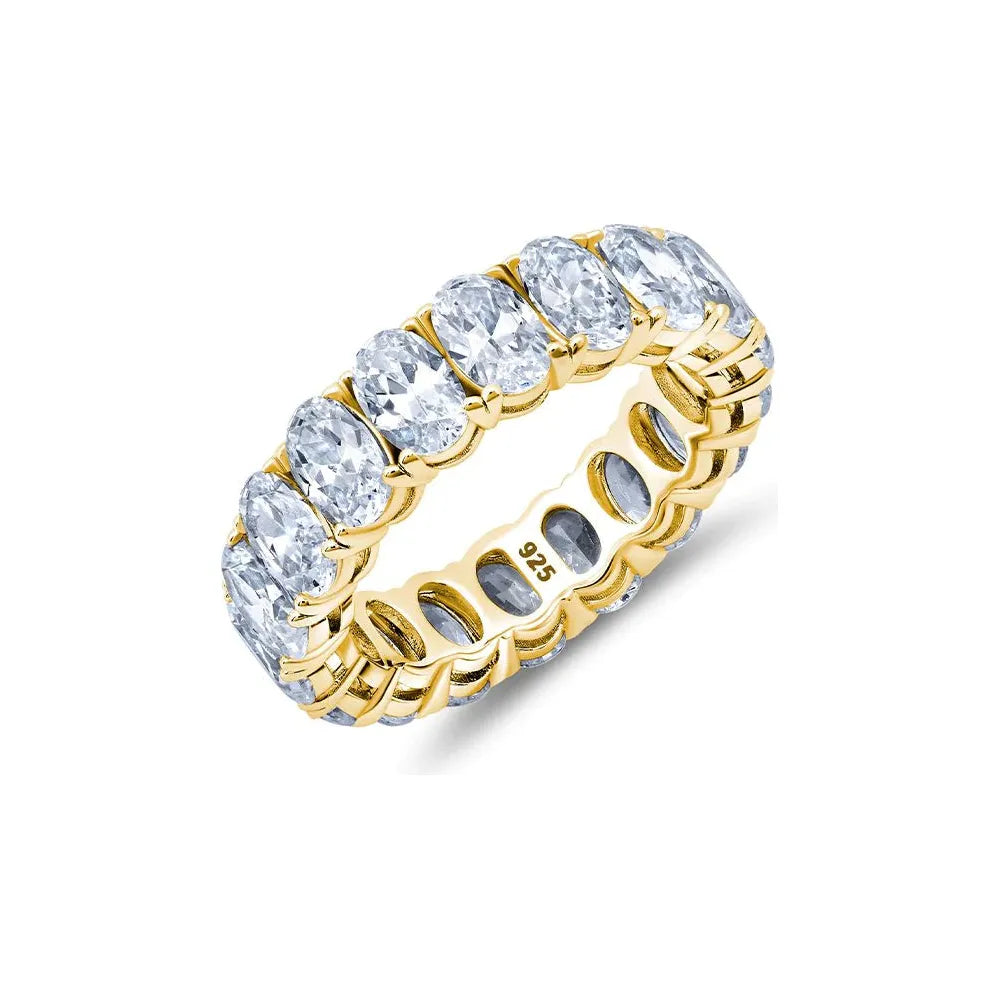 Bestselling Jewelry Now On Sale – Elevate Your Look CRISLU  Oval Cut Eternity Band Finished in 18kt Yellow Gold