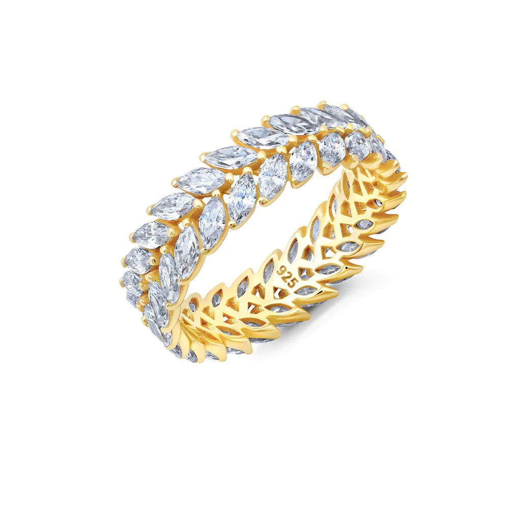 Shop Dazzling Jewelry With Special Promotional Discounts Crislu Double Row Marquis Cut Eternity Band Ring