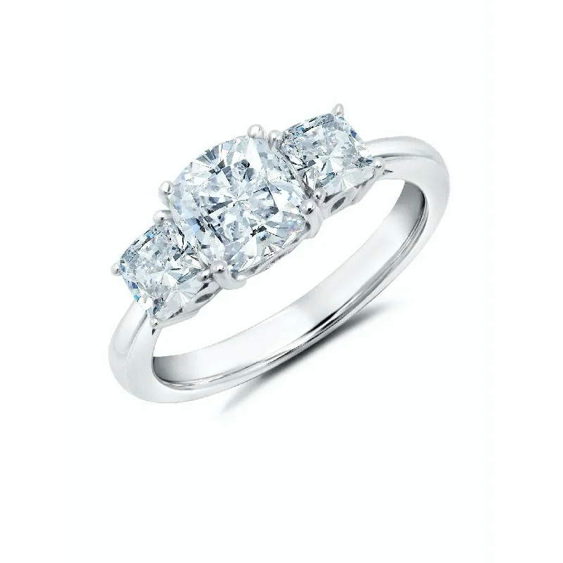 Personalized Jewelry Sale – Meaningful Gifts At Great Prices CRISLU 3 Stone Cushion Cut Ring -Platinum