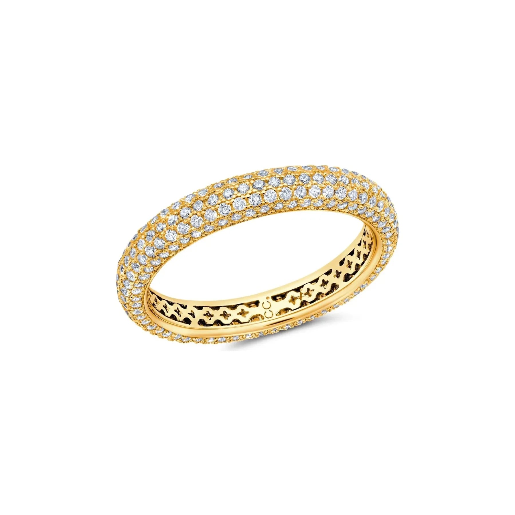 Clearance Sale On High-End Jewelry Collections CRISLU Chamonix Pave Eternity Narrow Band   in Yellow Gold