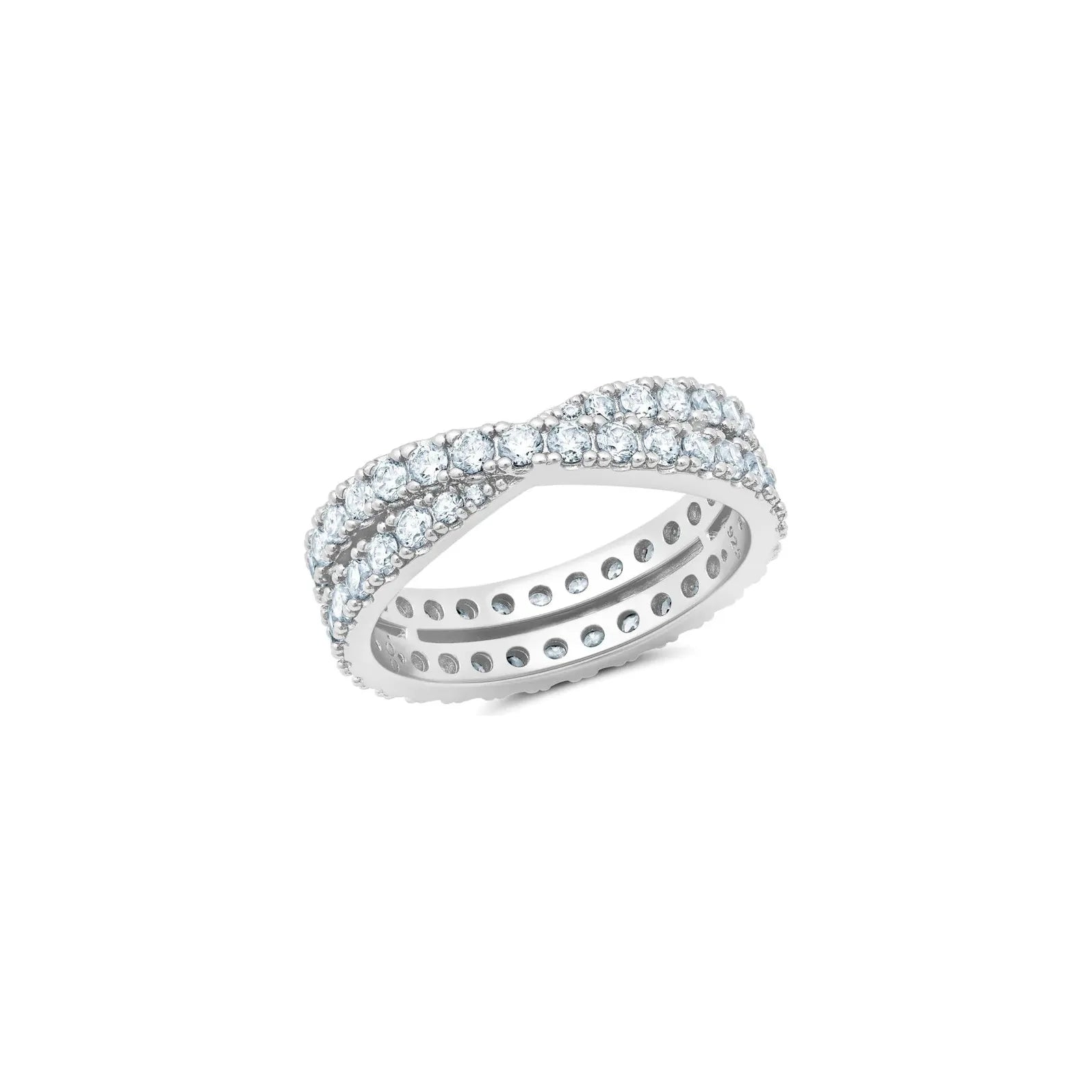 Dazzling Deals On Necklaces, Bracelets, And More CRISLU Grace Pave Criss Cross Ring- Pure Platinum
