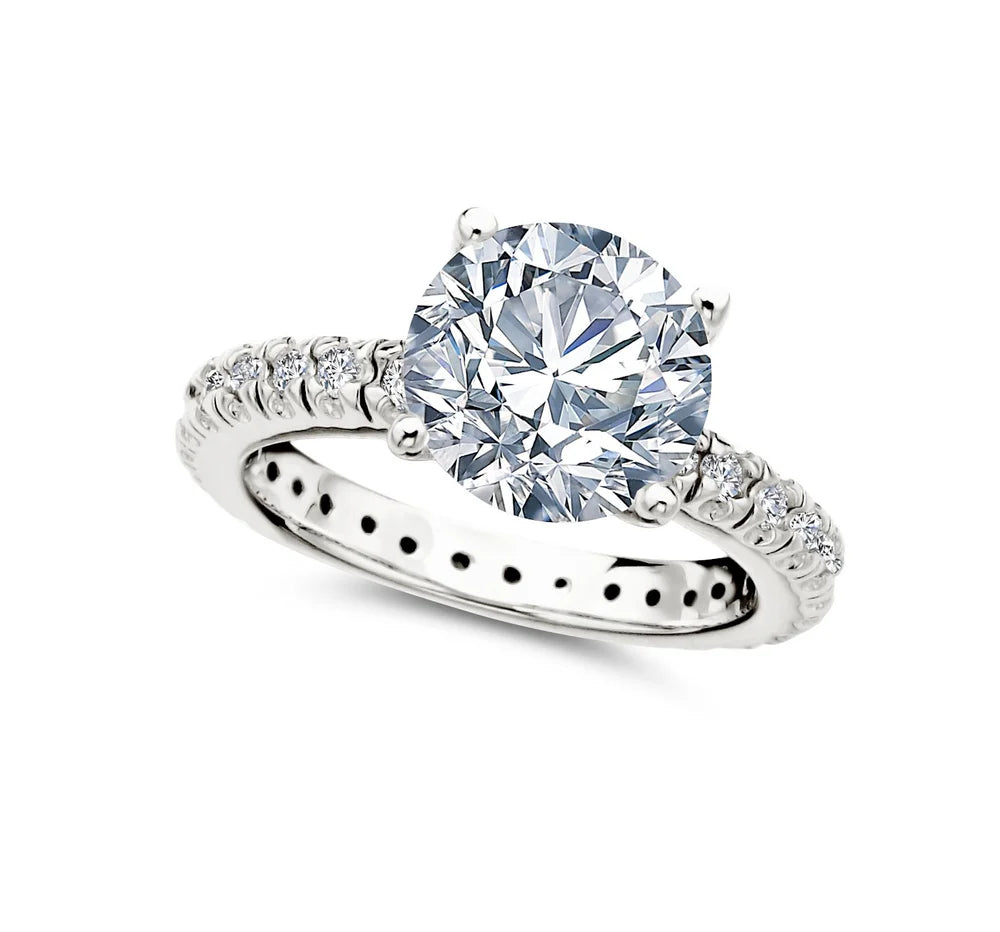 Your Perfect Accessory Now At The Best Price CRISLU Brilliant Solitaire and Pave Ring -Pure Platinum