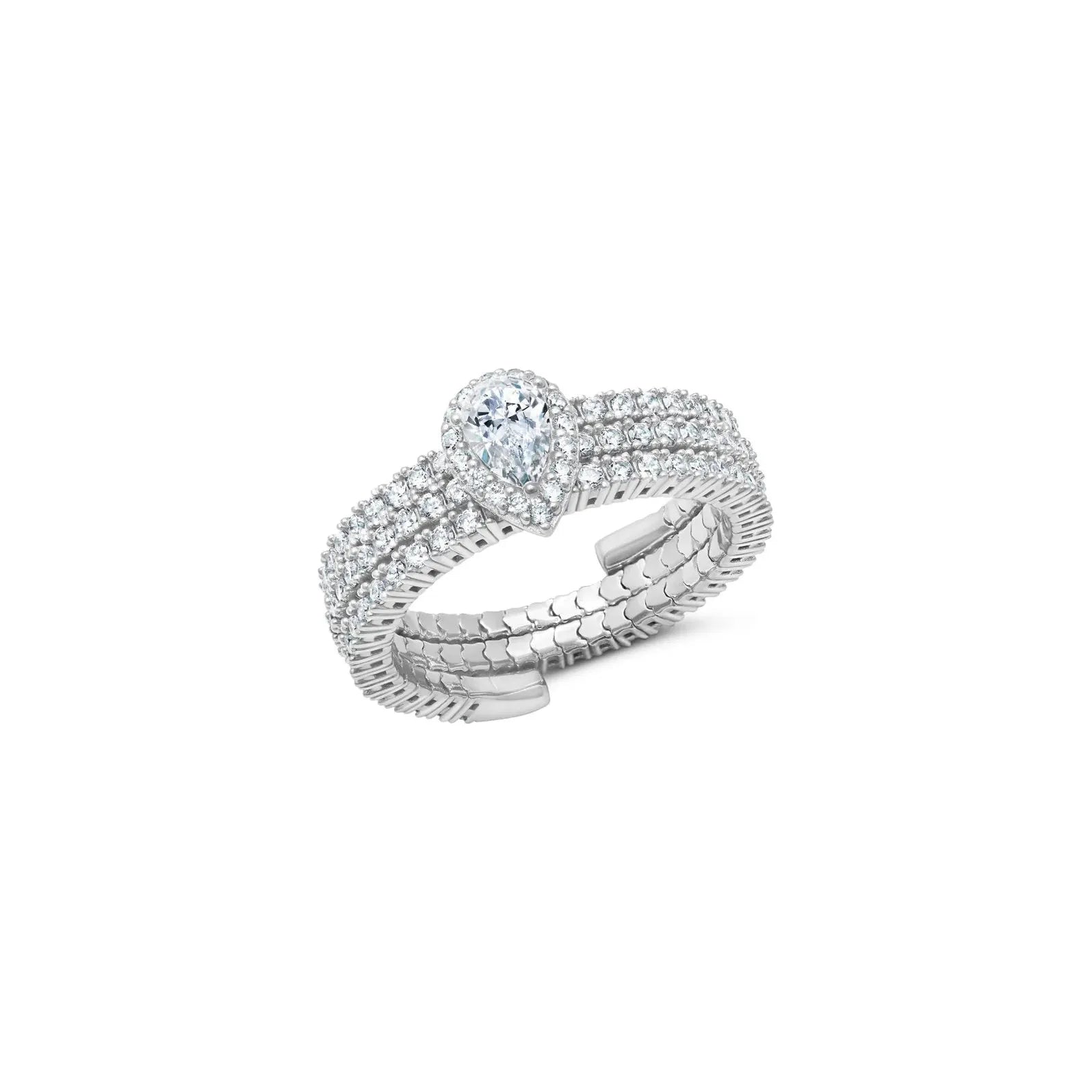 Flash Sale On Stunning Jewelry – Limited Stock Available CRISLU Pear Cut  Adjustable Ring in Pure Platinum