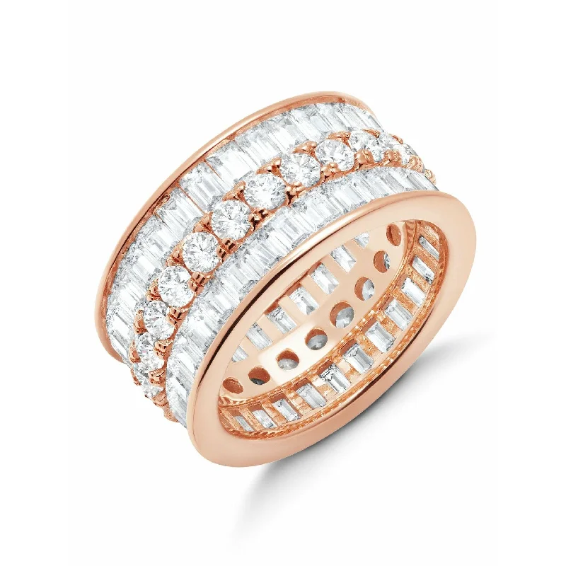 Affordable Luxury Jewelry For Every Occasion CRISLU Parallel - 18k Rose Gold Finish Baguette Eternity Ring