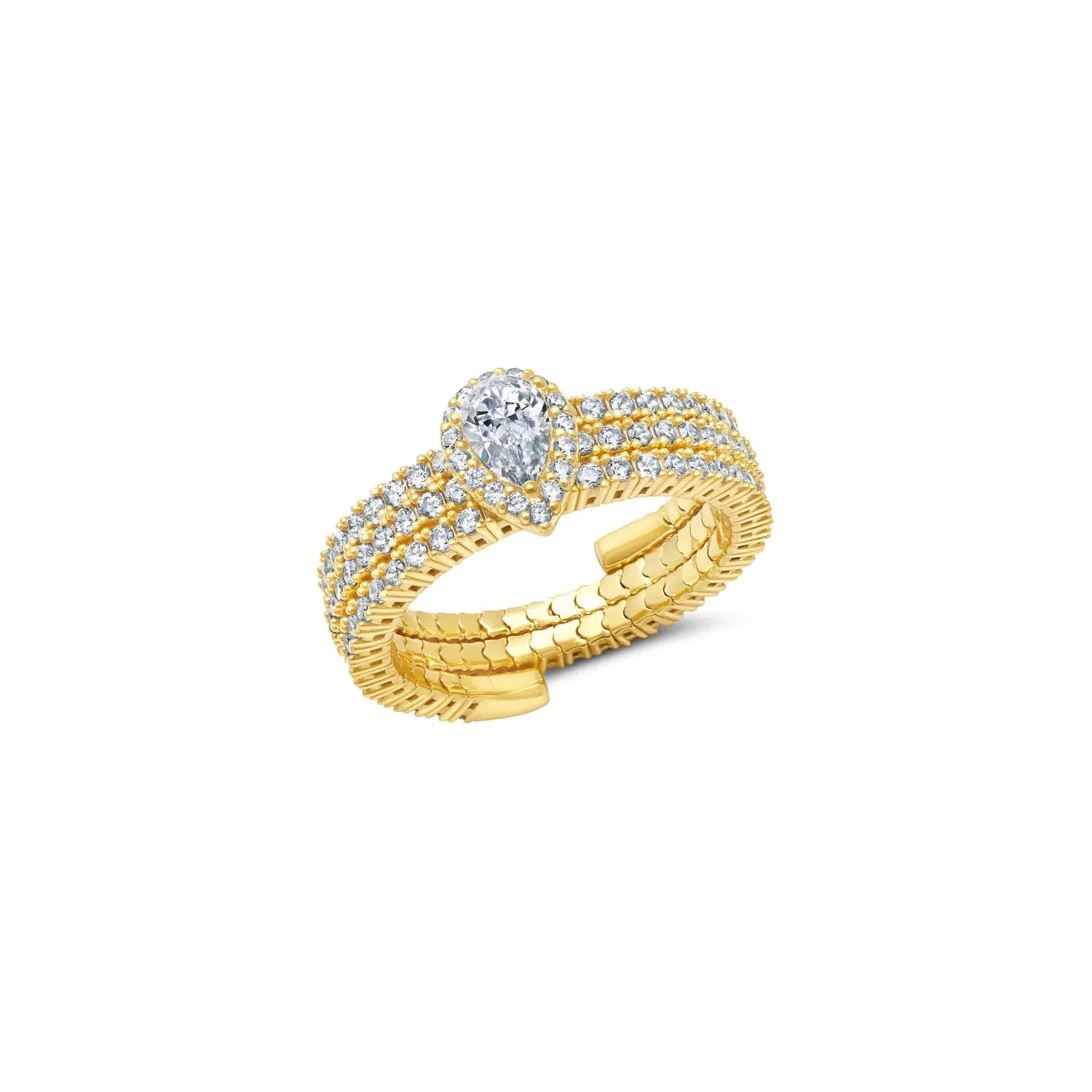 Luxury Jewelry At Budget-Friendly Prices – Grab Yours Now CRISLU Pear Cut  Adjustable Ring in Gold