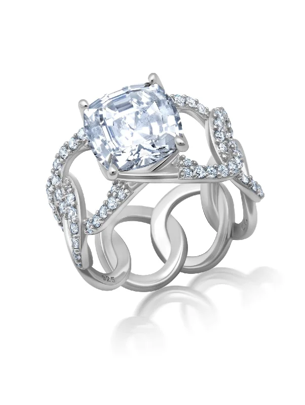 Exclusive Online Jewelry Sale – Don't Wait CRISLU Cushion Cut Open Pave Circle Band